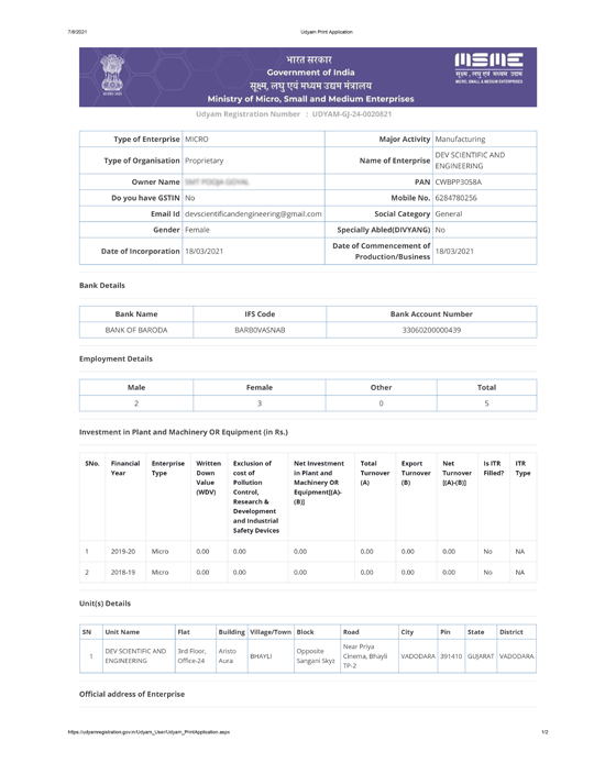 MSME Certificate